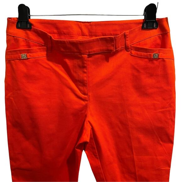 Anne Klein Orange Cropped Ankle Textured Pants Size 10 - Picture 2 of 9